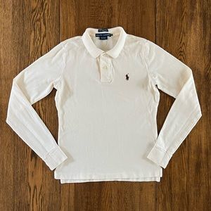 Ralph Lauren Women’s The Skinny Polo in Cream Off White, Long Sleeve, size M